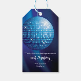 Glamoureuze 50e verjaardag Blue Party Discobal Cadeaulabel