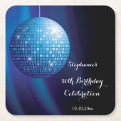 Glamoureuze 50e verjaardag Blue Party Discobal Kartonnen Onderzetters (Voorkant)