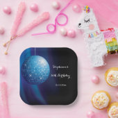 Glamoureuze 50e verjaardag Blue Party Discobal Papieren Bordje (Feest)