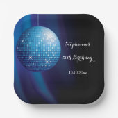 Glamoureuze 50e verjaardag Blue Party Discobal Papieren Bordje (Voorkant)