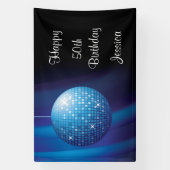 Glamoureuze 50e verjaardag Blue Party Discobal Spandoek (Verticaal)