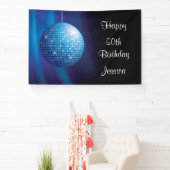 Glamoureuze 50e verjaardag Blue Party Discobal Spandoek (Insitu)