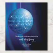 Glamoureuze 50e verjaardag Blue Party Discobal Wijn Etiket (Enkel label)