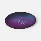 Glamoureuze 50e Verjaardagsfeest Paarse Naam Papieren Bordje (Gekanteld)