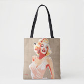 Glamoureuze 50's Blond op Beige Achtergrond Tote Bag (Voorkant)