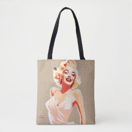 Glamoureuze 50's Blond op Beige Achtergrond Tote Bag