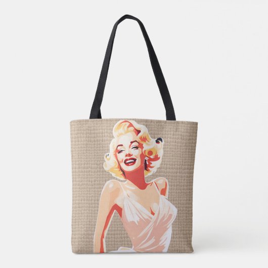 Glamoureuze 50's Blond op Beige Achtergrond Tote Bag (Achterkant)