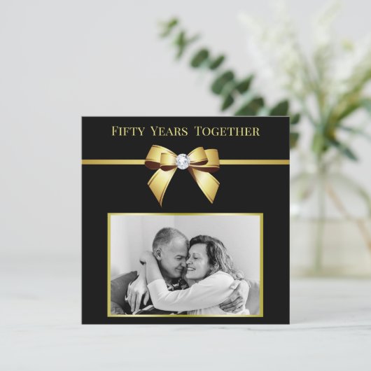 Glamoureuze 50ste bruiloft Jubileum Foto Kaart (Staand voorkant)