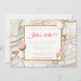 Glamoureuze 50th Party Gouden Confetti Fluiten Bal Kaart