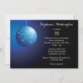 Glamoureuze 70e verjaardag Blue Party Disco Ball Kaart (Achterkant)