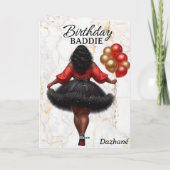 Glamoureuze Afrikaanse Amerikaanse Vrouw Rode Verj Kaart (Achterkant)