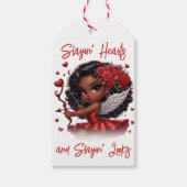 Glamoureuze Afro-Amerikaanse Cupid Cadeaulabel (Voorkant)