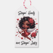 Glamoureuze Afro-Amerikaanse Cupid Cadeaulabel (Voorkant)