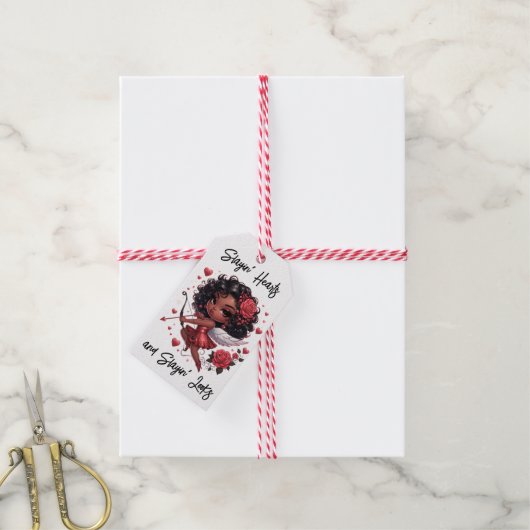 Glamoureuze Afro-Amerikaanse Cupid Cadeaulabel (Met Touw)