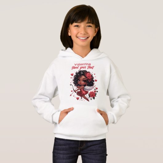 Glamoureuze Afro-Amerikaanse Cupido Valentijnsdag (Voorkant volledig)