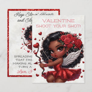 Glamoureuze Afro-Amerikaanse Cupido Valentijnsdag Informatiekaartje