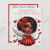 Glamoureuze Afro-Amerikaanse Cupido Valentijnsdag Informatiekaartje (Voorkant / Achterkant)