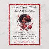 Glamoureuze Afro-Amerikaanse Cupido Valentijnsdag Informatiekaartje (Achterkant)