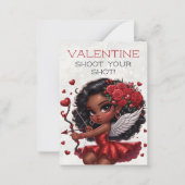 Glamoureuze Afro-Amerikaanse Cupido Valentijnsdag Notitiekaartje (Voorkant)