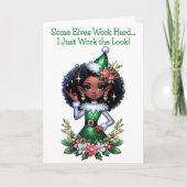 Glamoureuze Afro-Amerikaanse kerstelf Kaart (Voorkant)