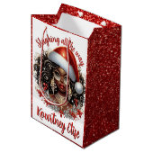 Glamoureuze Afro-Amerikaanse kerstvrouw Medium Cadeauzakje (Voorkant Gekanteld)