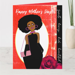 Glamoureuze Afro-Amerikaanse Moederdag Rood Kaart