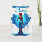 Glamoureuze Afro-Amerikaanse Vrouw Blauwe Verjaard Kaart (Voorkant)