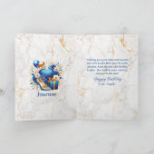 Glamoureuze Afro-Amerikaanse Vrouw Blauwe Verjaard Kaart (Binnen)