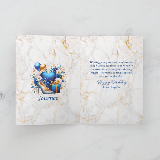 Glamoureuze Afro-Amerikaanse Vrouw Blauwe Verjaard Kaart (Binnen)