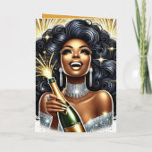 Glamoureuze Afro-Amerikaanse vrouw Nieuwjaar Kaart (Achterkant)