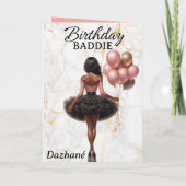 Glamoureuze Afro-Amerikaanse vrouw roze verjaardag Kaart (Achterkant)