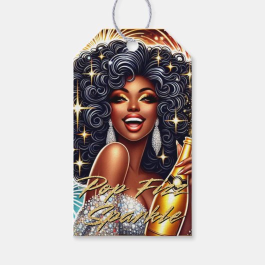 Glamoureuze Afro-Amerikaanse vrouw Verjaardag / NY Cadeaulabel (Voorkant)