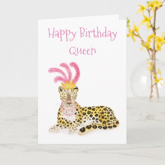 Glamoureuze Amoer luipaard Gelukkige Verjaardag Ko Kaart (Gele Bloem)