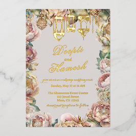 Glamoureuze Arabische Nachten Pastel Bloemen Bruil Folie Uitnodiging