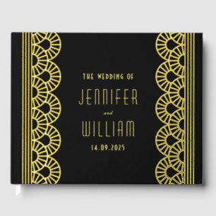 Glamoureuze Art Deco fan bruiloft Gastenboek
