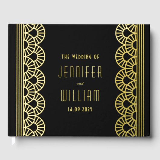 Glamoureuze Art Deco fan bruiloft Gastenboek (Voorkant)