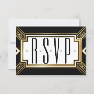Glamoureuze Art Deco geometrische bruiloft RSVP