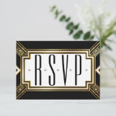 Glamoureuze Art Deco geometrische bruiloft RSVP (Staand voorkant)