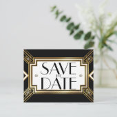 Glamoureuze Art Deco geometrische bruiloft Save th Aankondigingskaart (Staand voorkant)