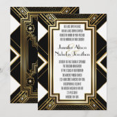 Glamoureuze Art Deco geometrische bruiloft uitnodi Kaart (Voorkant / Achterkant)