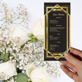 Glamoureuze Art Deco Gold Black DInner Menu