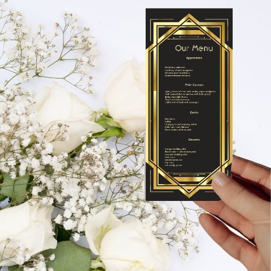 Glamoureuze Art Deco Gold Black  DInner Menu