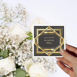Glamoureuze Art Deco Gold op zwart  diner Servet