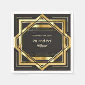 Glamoureuze Art Deco Gold op zwart  diner Servet (Voorkant)