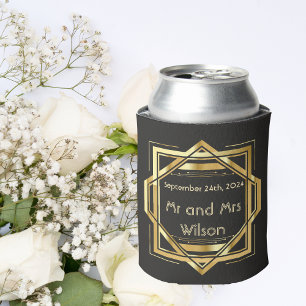 Glamoureuze Art Deco Gold op zwarte Vintage Blikjeskoeler