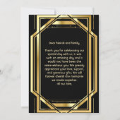 Glamoureuze Art Deco Goud Zwart  Bedankt Kaart (Achterkant)