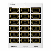 Glamoureuze Art Deco Gouden Zwart Trouwadres Etiket (Full Sheet)