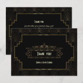 Glamoureuze Art Deco Great Gatsby Huwelijk Dank je Bedankkaart (Voorkant / Achterkant)