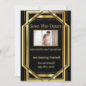 Glamoureuze Art Deco Save the Dates Kaart (Voorkant)