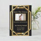 Glamoureuze Art Deco Save the Dates Kaart (Staand voorkant)